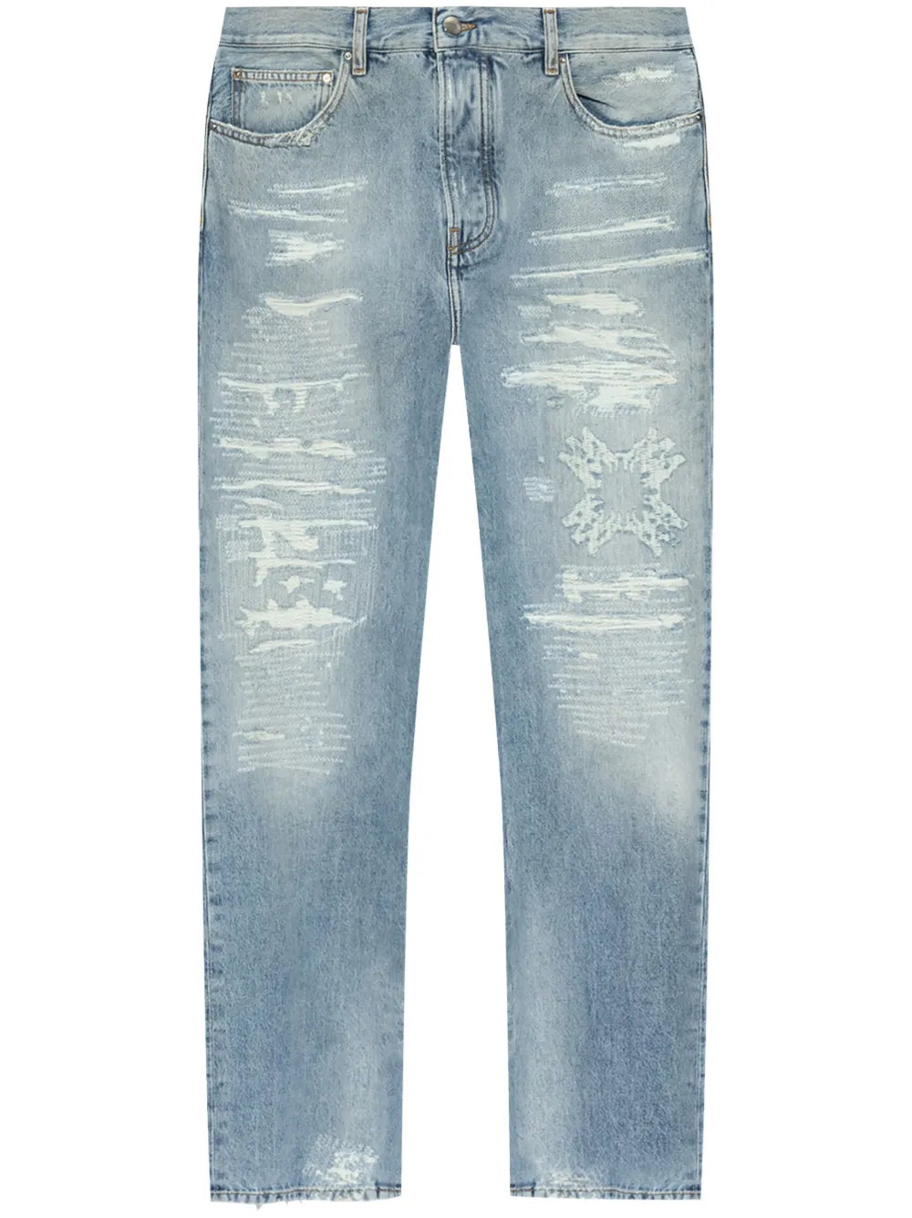 distressed-effect jeans