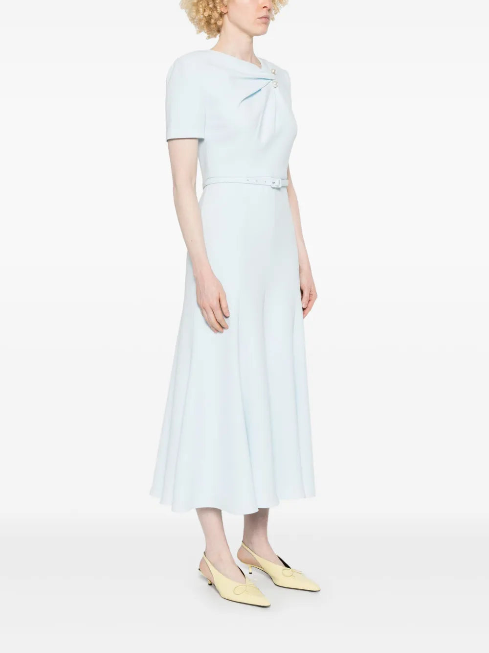 belted cady midi dress