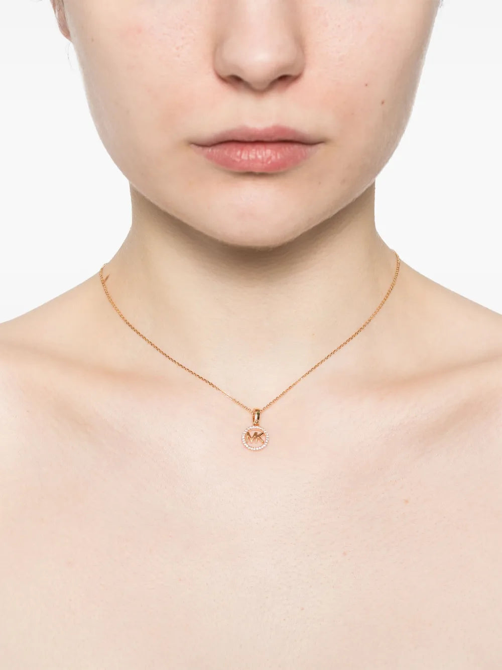 Pavé logo-charm necklace