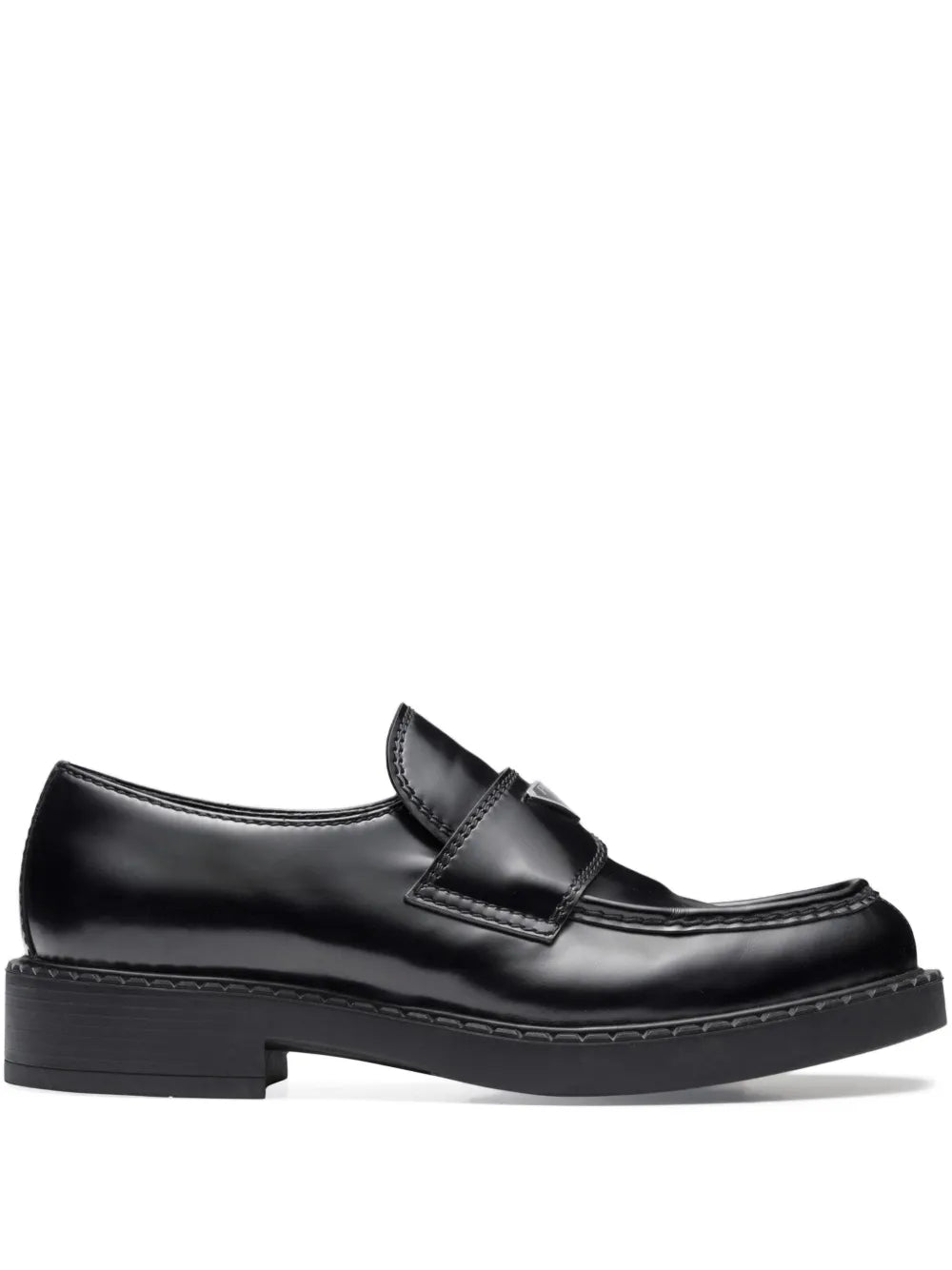 Chocolate brushed-leather loafers