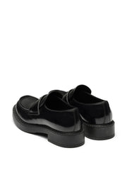 Chocolate brushed-leather loafers