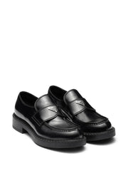 Chocolate brushed-leather loafers