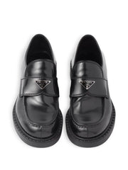 Chocolate brushed-leather loafers