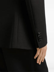 double-breasted satin-trim suit jacket