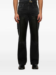 embossed-panel carpenter jeans