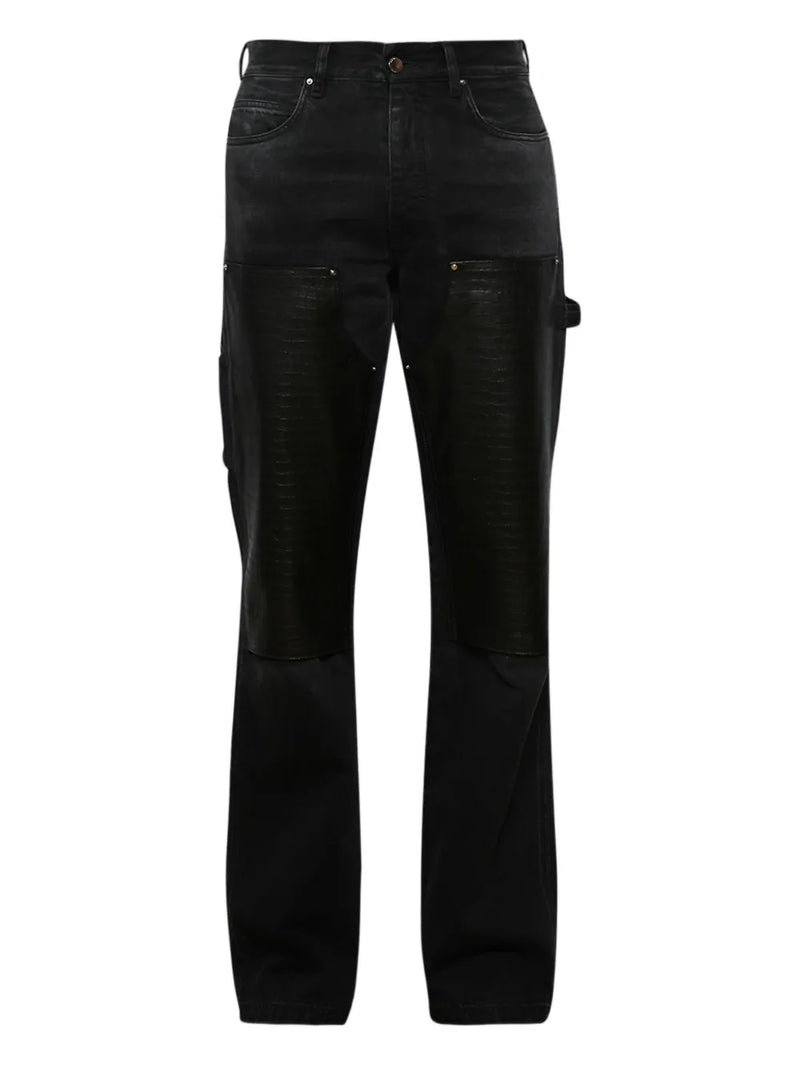 embossed-panel carpenter jeans