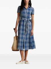 plaid-checked shirtdress