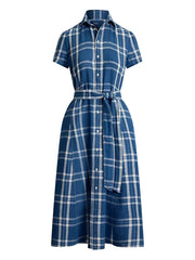 plaid-checked shirtdress