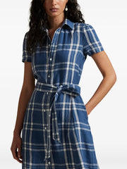 plaid-checked shirtdress