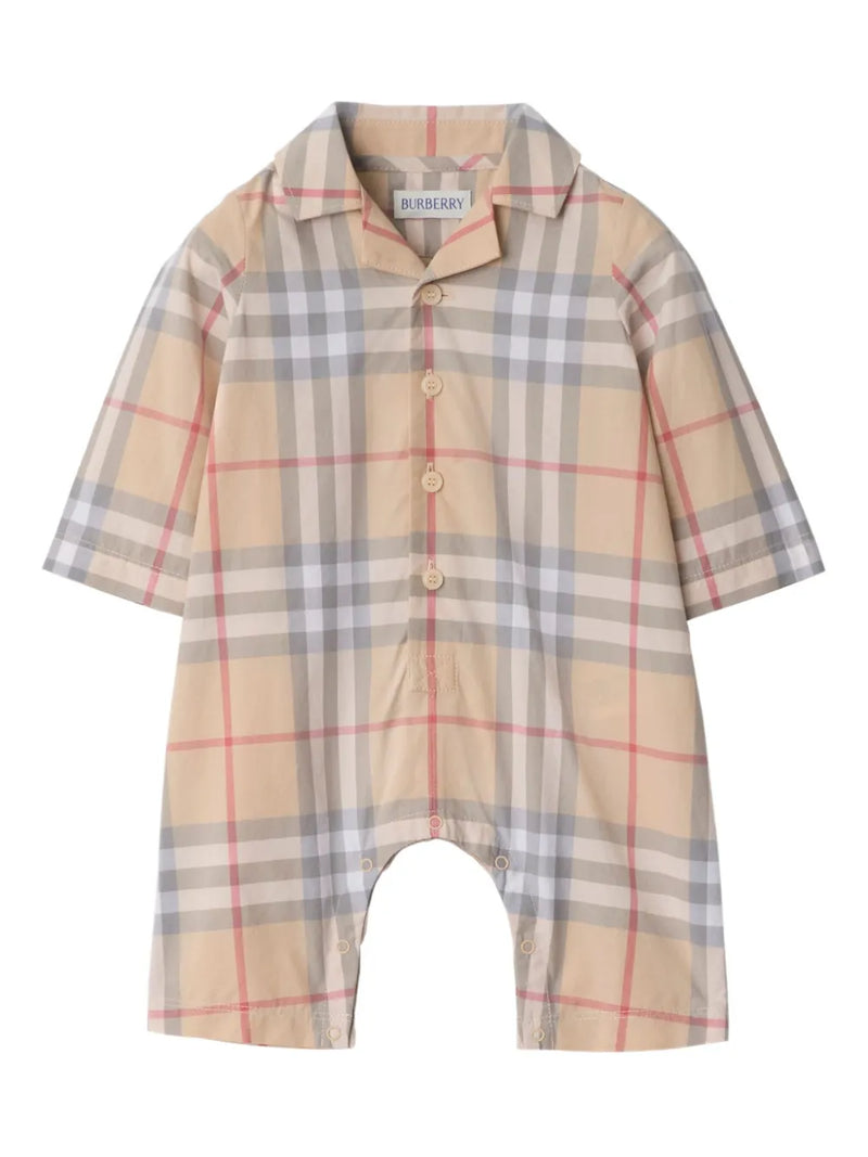 checked cotton romper