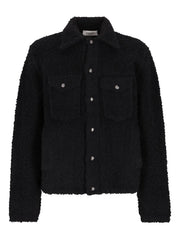 textured button-fastening shirt jacket