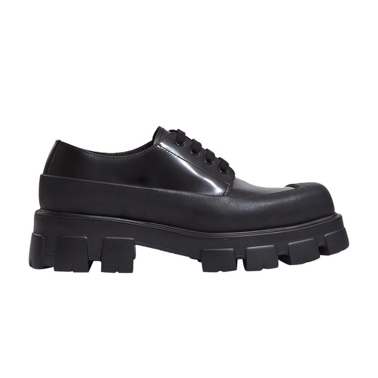 Prada Monolith Brushed Leather Lace-up Black
