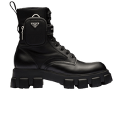 Prada Monolith Brushed Leather and Nylon Boot Black