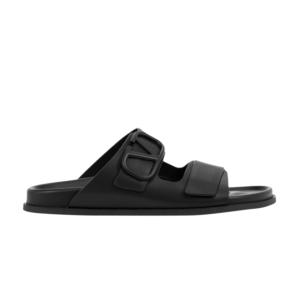 Valentino Double Strap Sandal Black VLogo Signature