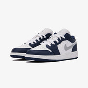 JORDAN AIR JORDAN LOW 1 LOW (GS) { WHITE/WOLF GREY-MIDNIGHT NAVY