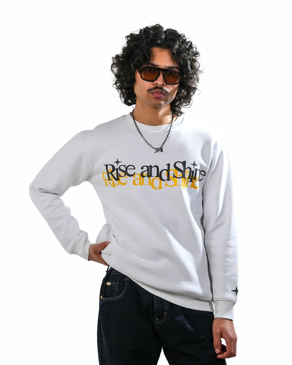 Rise & Shine - White Relaxed Men's Sweatshirt