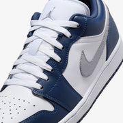 JORDAN AIR JORDAN 1 LOW { WHITE/WOLF GREY-MIDNIGHT NAVY