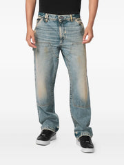 double-pocket distressed jeans