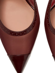 mesh-panelled pointed-toe slingback pumps