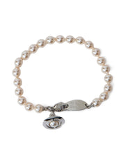 Orb-plaque pearl bracelet