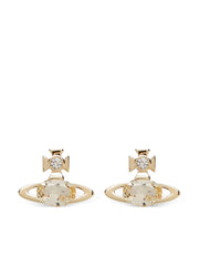 gold brass crystal earrings