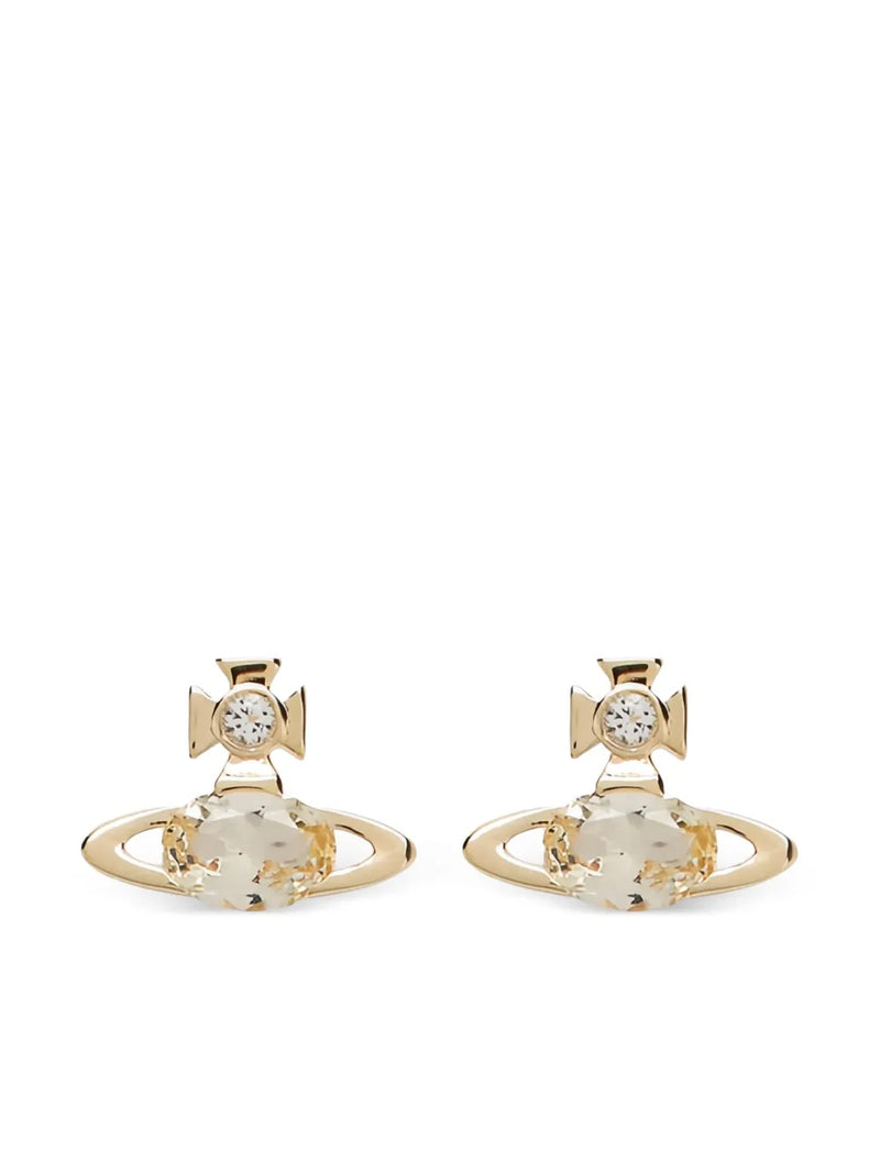 gold brass crystal earrings