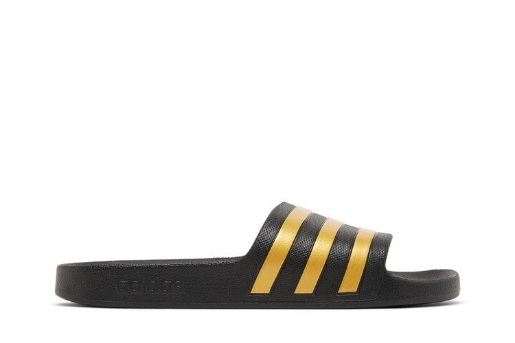 Adidas Adilette Aqua Slides Black Gold Metallic