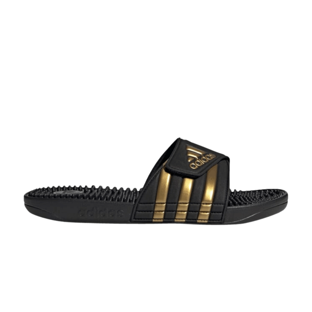 Adidas Adissage Slides Black Gold Metallic