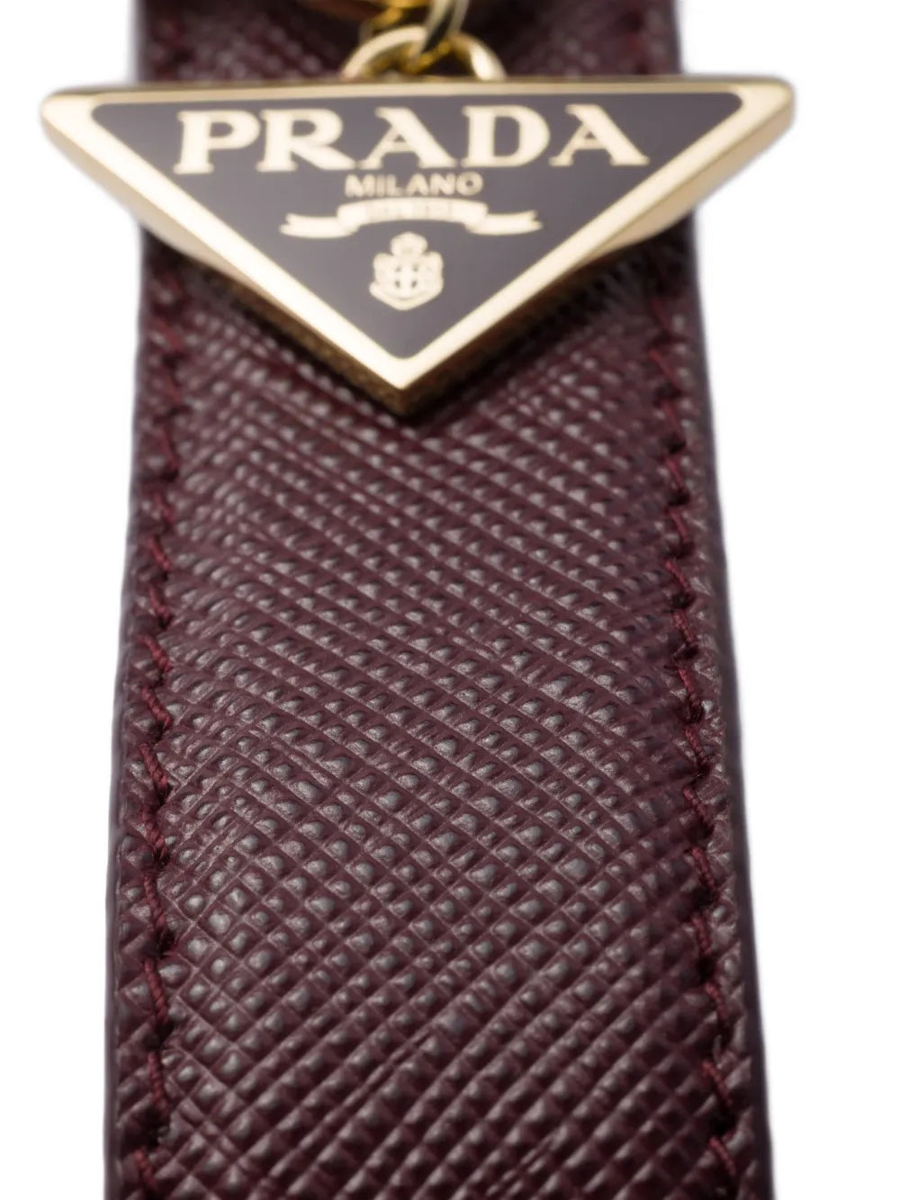 Saffiano leather triangle-logo keyring