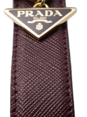 Saffiano leather triangle-logo keyring