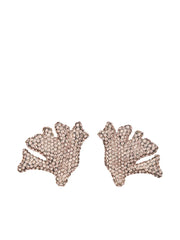 Coral rhinestone-embellished clip-on earrings