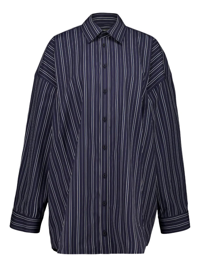 stripe cotton mini shirt dress