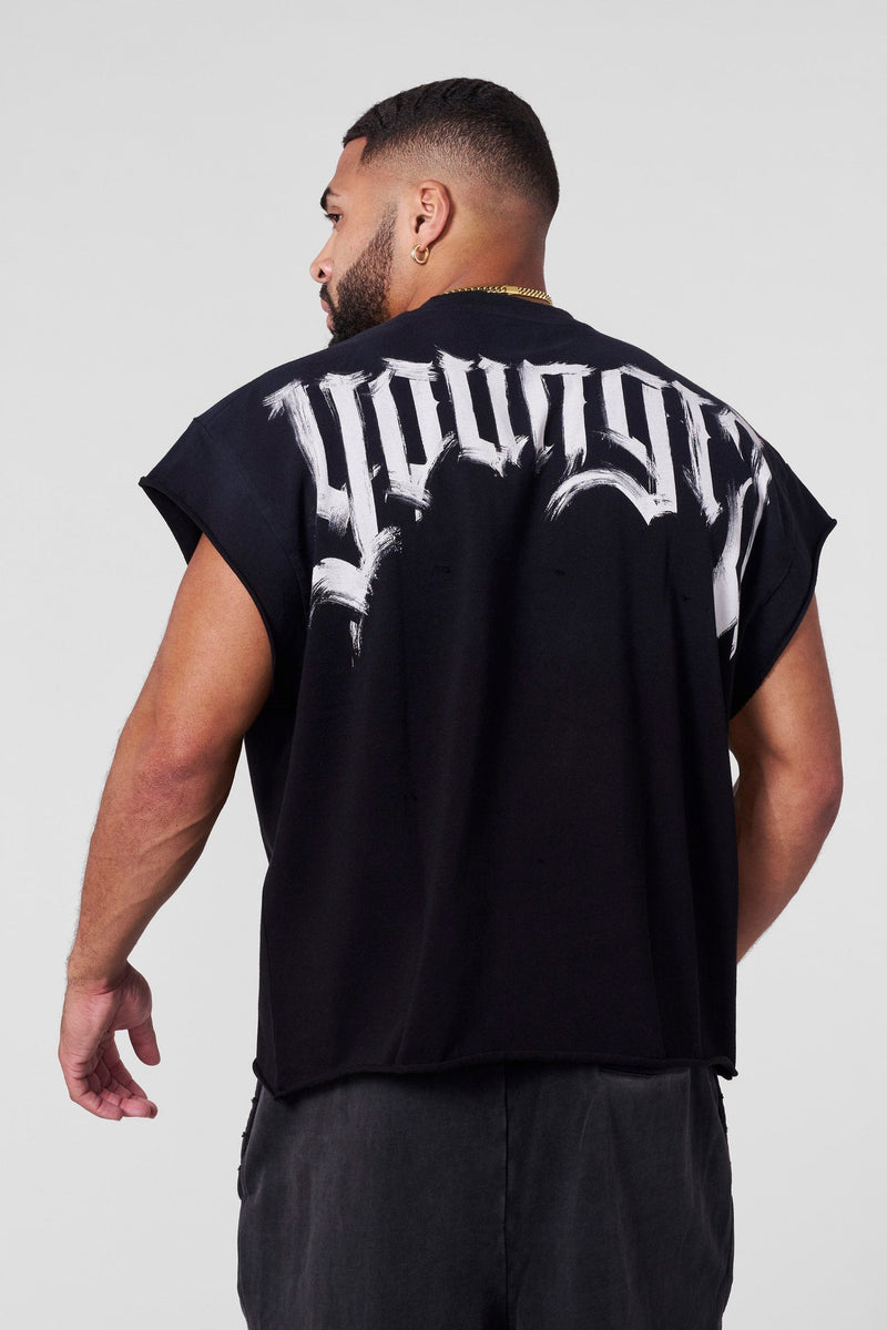 YOUNG LA 3056 - Drop Shoulder Cut-Offs Black Wash
