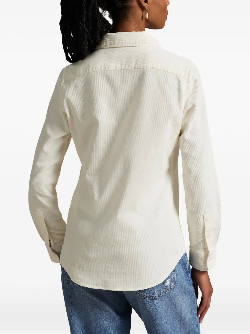 corduroy long-sleeve collared shirt