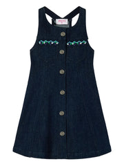 embroidered pocket denim dress