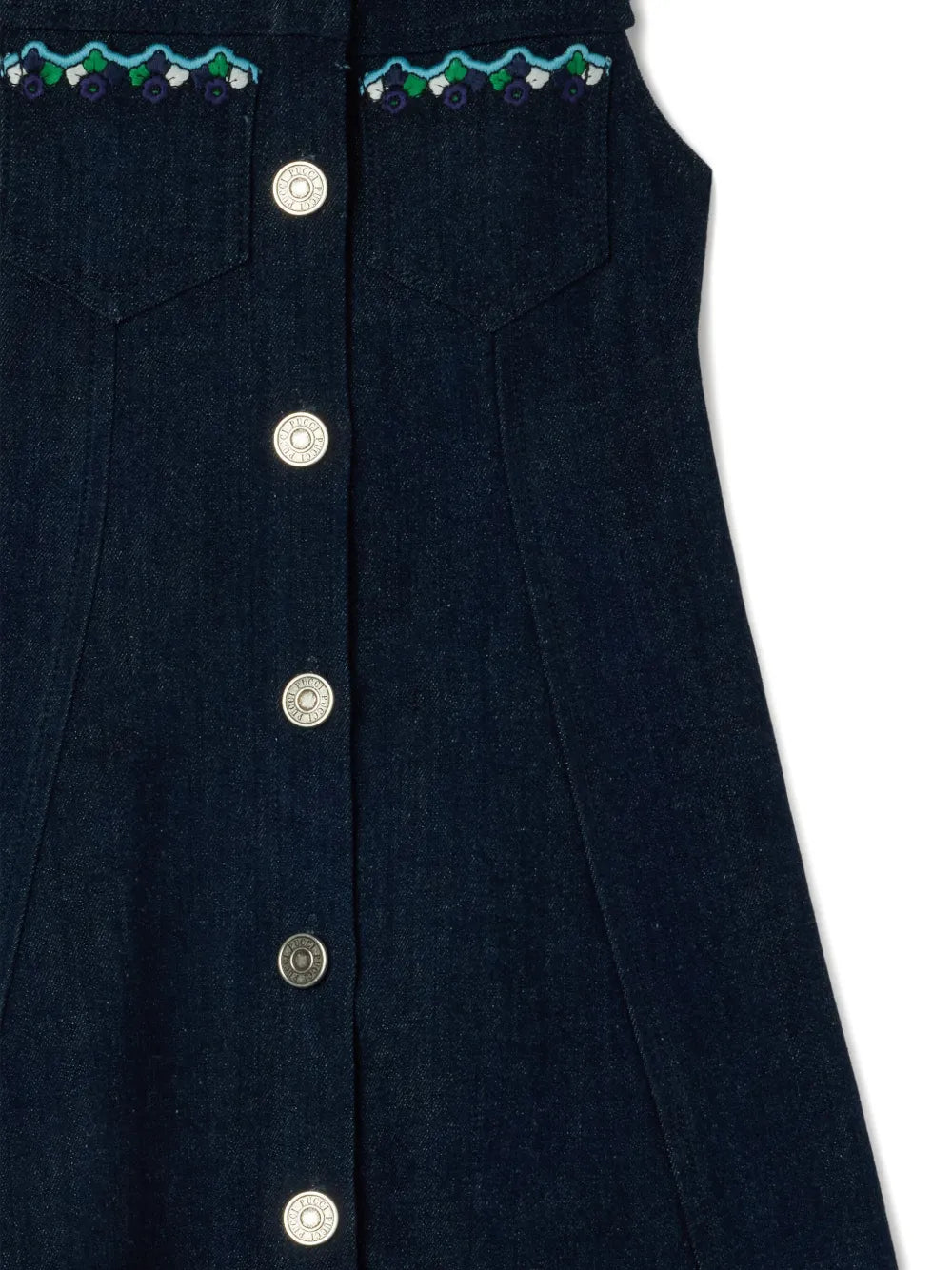 embroidered pocket denim dress