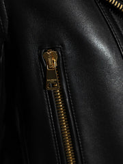 asymmetrical-zip leather jacket