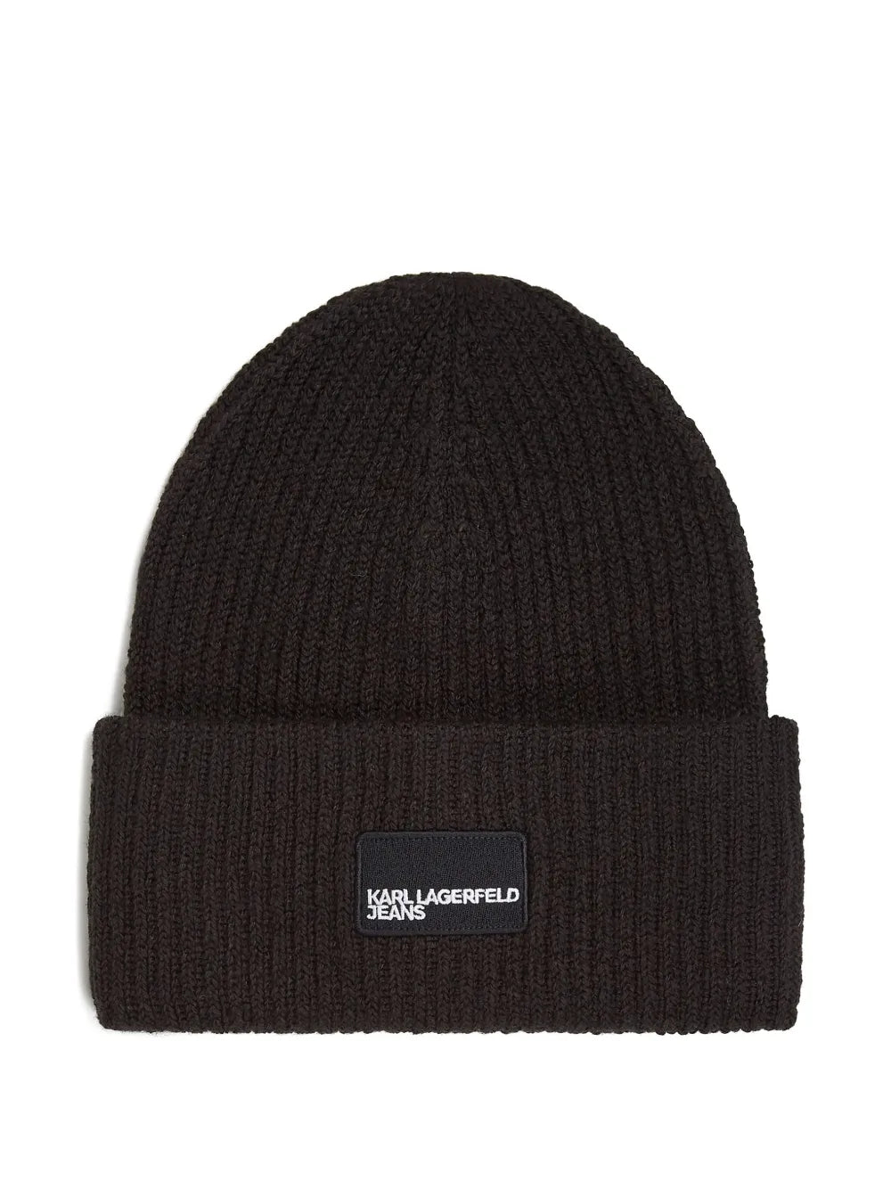 logo-patch ribbed beanie