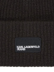 logo-patch ribbed beanie
