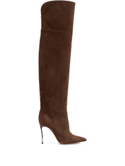 100MM metallic-heel suede over-the-knee boots