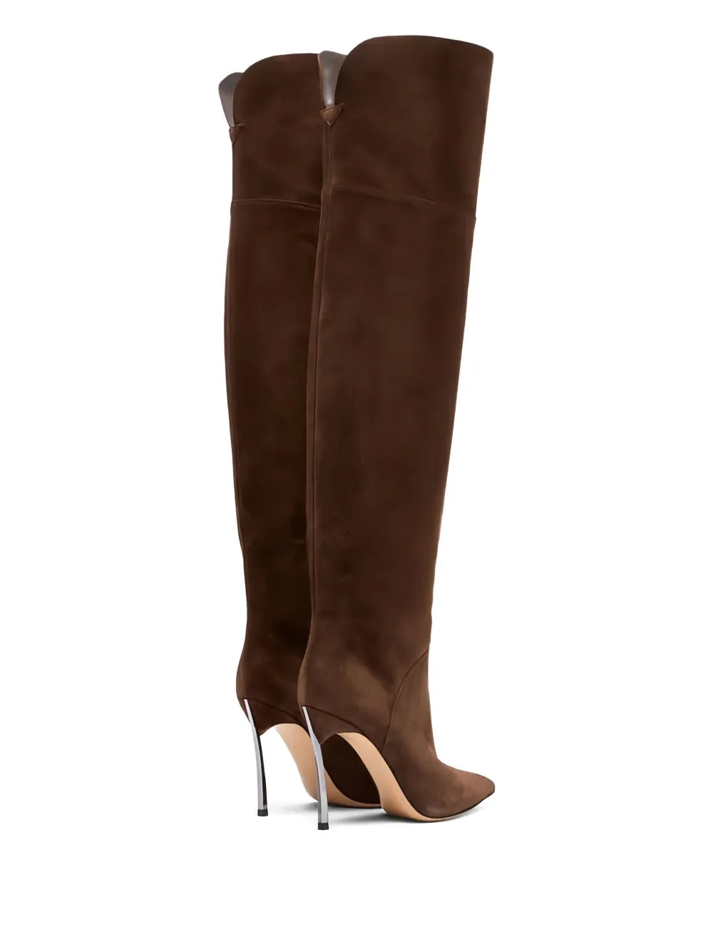 100MM metallic-heel suede over-the-knee boots