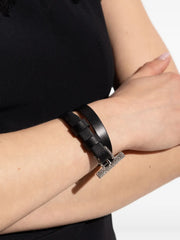 rhinestone-embellished leather bracelet