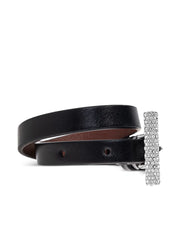 rhinestone-embellished leather bracelet