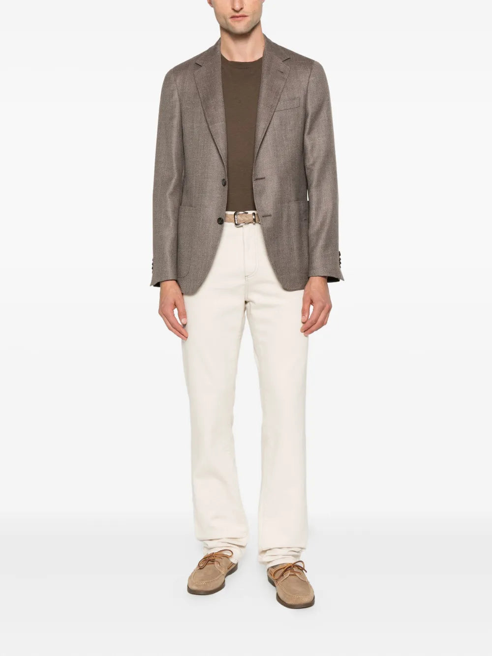 herringbone patch-pocket jacket