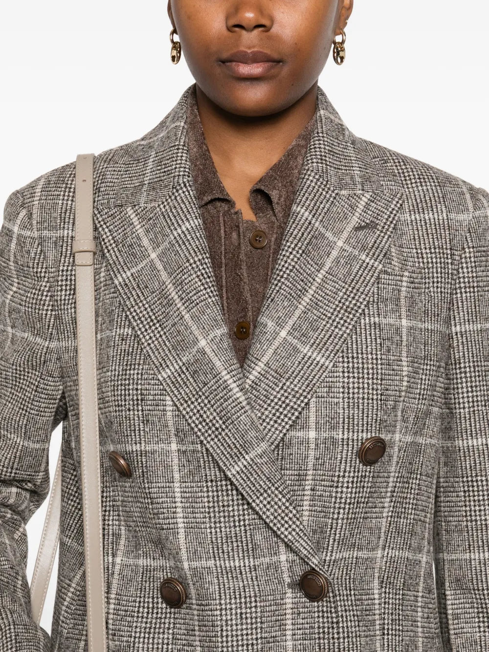 checked double-breasted blazer