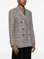 checked double-breasted blazer