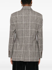 checked double-breasted blazer
