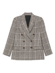 checked double-breasted blazer