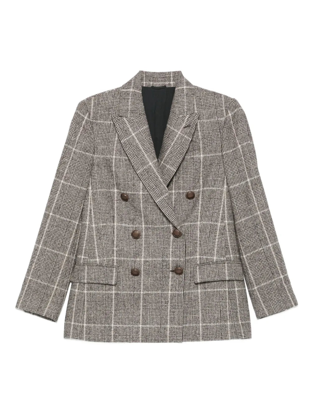 checked double-breasted blazer