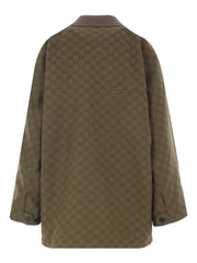 GG monogram leather-collar coat
